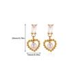 Elegant gold heart-shaped earrings with white pearls and zircon accents for women - Beaded Heart Border Inlaid Pearl (G256076)