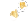Golden heart-shaped open ring featuring Amour engraving and 23mm height measurement - Amour Heart Engraved Style (JZ7744G) / Gold