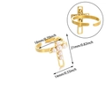 Gold open cross ring for women featuring five white pearls and adjustable band - Artificial Pearl Cross Style (JZ7828G) / Gold