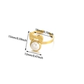 Adjustable golden stainless steel ring featuring a metal bow and white faux pearl - Artificial Pearl Bowknot Style (JZ7860G) / Gold