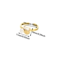 Gold plated open ring with white pearl shell accent and rectangular cubic zirconia - Artificial Pearl Shell Rhinestone Style (JZ7862G) / Gold