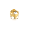 Adjustable golden stainless steel ring with hammered texture and 17mm inner diameter - Wave Texture Style (JZ7888G) / Gold