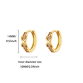 14mm gold-plated hoop earrings with purple zircon infinity knot and size details - Infinity Symbol Pink Gemstone Huggie (E5745G) / 18K Gold / Gold