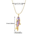 Detailed size measurement of the 18k gold koi fish pendant with colorful enamel scales - Purple Pink Scale Fish (G127416G-2)
