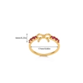 Golden bow ring with red gemstones and 18K gold plating, size 17mm inner diameter - Adjustable Open / Red Bow Knot Style (JZ8278G)