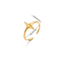 Detail view of gold star ring showing 13mm ornament width and 18mm inner diameter - Cross Star Shape Polished Style (JZ8071)