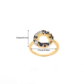 18K gold plated bow ring with blue zircon stones in a circular hollow design - Adjustable Open / Blue White Gradient Gemstone (JZ8336G)