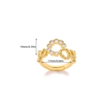 Adjustable 18K gold plated bow ring with sparkling heart cubic zirconia floral stones - Adjustable Open / Circular Flower Cluster Style (JZ8353G)
