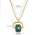 Gold stainless steel evil eye necklace with green malachite pendant and zircon stone - Malachite Texture Evil Eye Rotatable Style (1) / Green