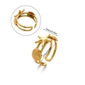 Adjustable 18K gold-plated stainless steel ring with starfish, shell, and faux pearl details - Starfish Scallop Style (JZ8246)