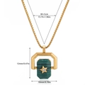 Gold stainless steel necklace with rotating malachite pattern pendant and star zircon - Malachite Texture Five-Pointed Star Rotatable Style (2) / Green