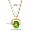 Golden eye pendant necklace with green gemstone and box chain for women fashion - Green Heart Rotatable Style (3) / Green