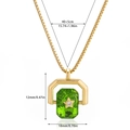 Gold stainless steel necklace with green translucent rectangle pendant and star detail - Light Green Star Rotatable Style (4) / Light Green