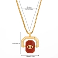 Gold stainless steel evil eye necklace featuring an octagonal red stone pendant - Reddish Brown Evil Eye Rotatable Style (5)