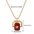 Gold stainless steel box chain necklace with red stone pendant and star detail - Red Star Rotatable Style (6)