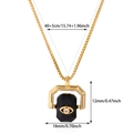 Golden stainless steel necklace with rectangular black stone pendant and evil eye detail - Black Evil Eye Rotatable Style (8)