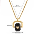 Gold stainless steel box chain necklace with rotating black zircon heart eye pendant - Black Heart Rotatable Style (10)