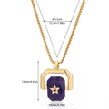 Golden box chain necklace with octagonal purple gemstone pendant and star detail - Purple Star Rotatable Style (11)