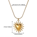 Detailed size specifications for gold stainless steel sun heart pendant necklace - Sun Heart Style (G9187498)