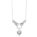Collana con ciondolo a cuore regolabile argento con design creativo di mani e anello - Mani Che Tengono l'Anello Cuore Platino (N05490 Platino)