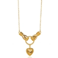 Collana con cuore regolabile placcata in oro 18k con ciondolo a mani vintage e anello - Mani Che Afferrano l'Anello Cuore (N05490)