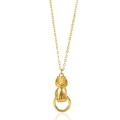 Collana con ciondolo a mano placcata oro con anello lucido e incisione stile vintage - Stile Pendente Anello di Palma (N05479)