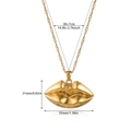 Collana con ciondolo a forma di labbra placcata oro 18k con catena ad onde regolabile - Stile Labbra Piene 3D (N07379)