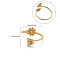Adjustable 18K gold-plated stainless steel ring with daisy flower and butterfly detail - Butterfly Flower Style (JZ8506)