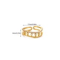 Luxe verstelbare dubbellaagse gouden ring met glinsterend zirkonia bladerenpatroon - Moderne Dubbellaagse Brugstijl (G9208570)