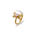 Detailed size specifications of dragonfly pearl ring in 18K gold plated stainless steel - Dragonfly Pearl Style (JZ8656)