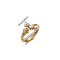 18K gold plated open ring featuring cute cat paw motifs and glossy white faux pearls - Cat Paw Pearl Style (JZ8648)