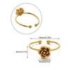 Detail view of 18K gold plated pearl flower ring showing size measurements of 18mm - Rose Style (JZ8238)