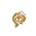 Vista detallada del anillo multicapa dorado con perlas y medida de diámetro de 17 mm - Anillo Abierto de Perlas de Varias Capas (JZ8755G)