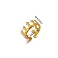Detailed size specifications for a gold wing crown ring showing 9mm width and 18mm diameter - Fluid Crown Open Ring (JZ8798G)