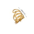 Detalle del anillo de titanio dorado con medidas de 28mm de alto y 18mm de diámetro - Anillo Abierto en Espiral Irregular (JZ8729G)