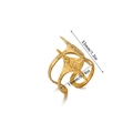 Detailed size view of a hammered gold stainless steel adjustable wing ring with dimensions - Irregular Hammered Style (G1178735)