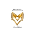 Detailed view of the 18K gold-plated stainless steel V-shaped open ring dimensions - Triple V-Shape Geometric Hollow Ring (JZ8744G)