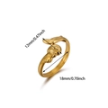 Detailed view of 18K gold plated minimalist open ring with 12mm carved design charm - Dynamic Flying Bird Open Ring (JZ8809G)