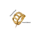 Detail showing 12mm width and 17mm size of this golden chain link ring for women - Cuban Chain Link Wide Open Ring (JZ8852G)