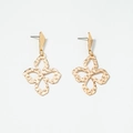 Elegantes pendientes de flores en oro martillado con creativos diseños de trébol - Dorado (E0426)