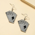 Funkelnde Pokerkarten-Ohrringe mit Strasssteinen und schwarzem Pik-Ass-Design - Poker Ohrhaken (Silber) / Silberne Ohrringe
