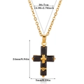 Collana a croce punk retrò dorata con pietre preziose nere rettangolari e zircone incastonato - Nero Puro (2)