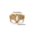 Luxury 18k gold plated copper ring with triple-row zircon pavé and double oval buckle - Gold Double Oval Clasp Style