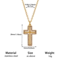 Collana a croce in acciaio inossidabile dorato con zirconi e pendente da 28 mm - Stile Oro con Strass a Doppio Strato (N07646)