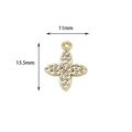 18K gold-plated flower charm with white cubic zirconia, 11x13.5mm jewelry pendant - Four-leaf Clover