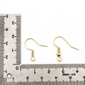 18K gold-plated copper earring hooks with bead detail and measurement guide - Round Wire Ear Hook With Bead / Gold