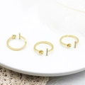 Macro shot of 18K gold plated bow jewelry ring base with vertical bar for DIY pearls - Vertical Bar Design