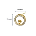 18K gold plated circular micro-pave 13.5mm earring base setting for DIY jewelry making - Earring Post