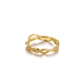 Golden irregular multi-strand hollow line ring in high-polished stainless steel - Number 7 / Double Layer Twisted Wave Style (JZ8915) / Gold