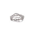 Elegant silver irregular hollow woven stainless steel ring with textured details - Number 7 / Double Layer Twisted Wave Style (JZ8915) / Silver